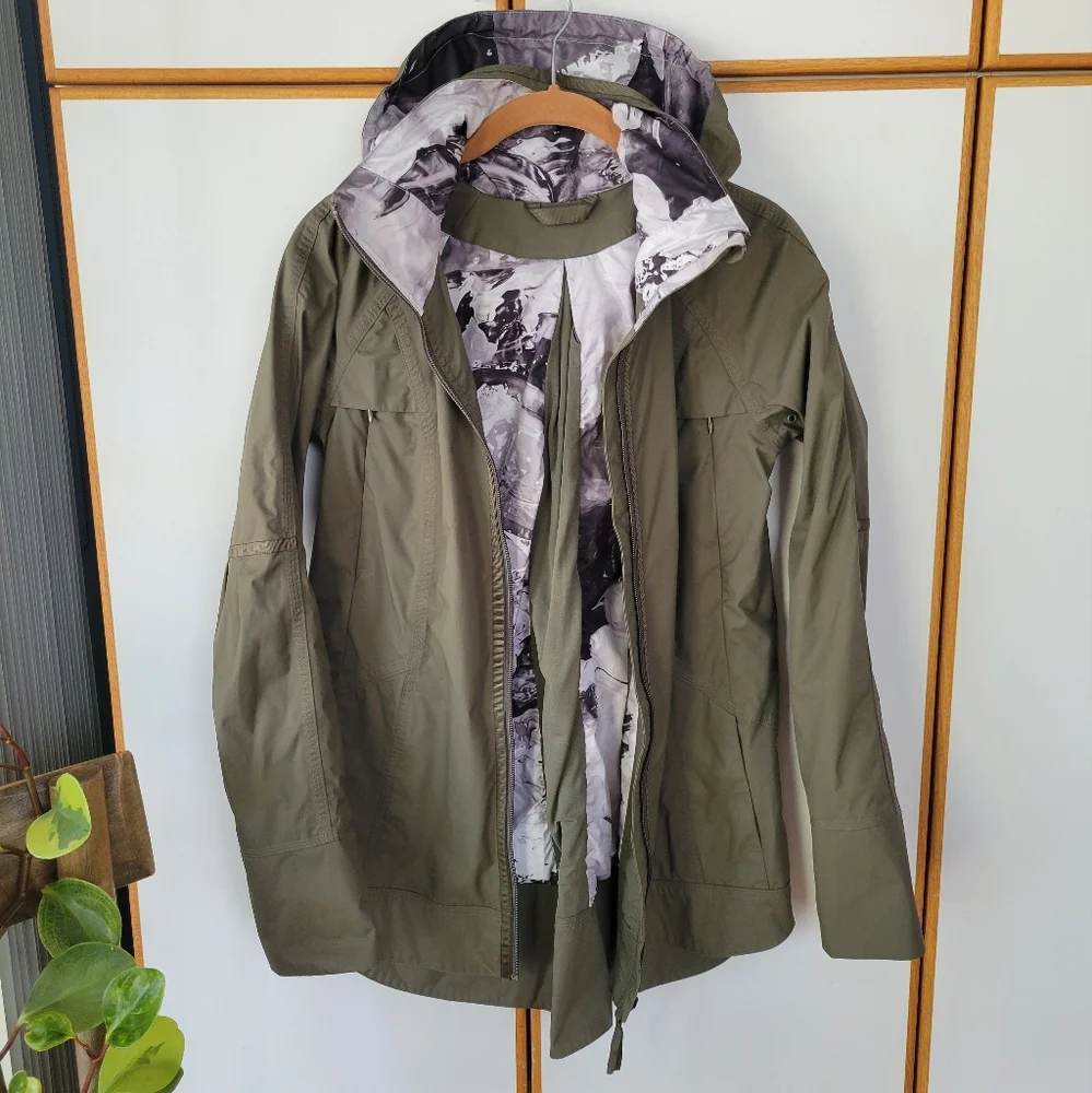 Lululemon Fo Drizzle Jacket 4 Olive Fatigue Green Rain Coat Hooded